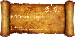 Bánszki Irma névjegykártya