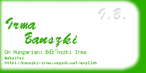 irma banszki business card